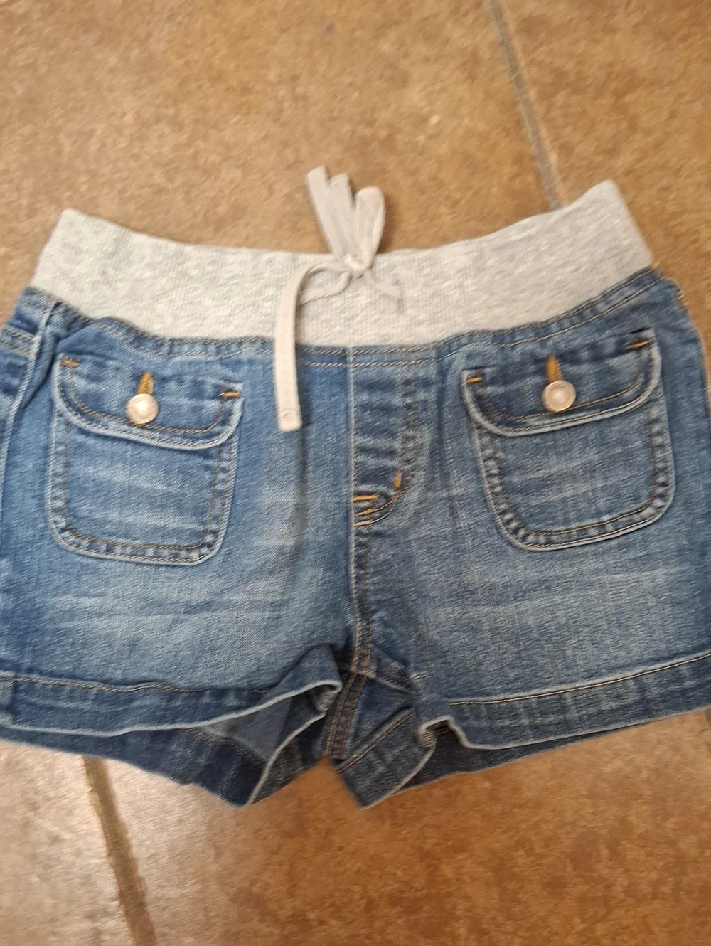 Justice Light Blue Denim Shorts with Gray Knit Waistband